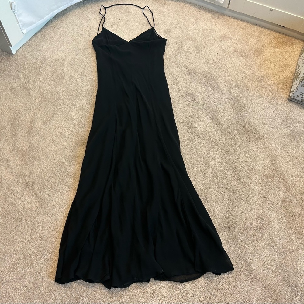 Zara black v-neck spaghetti strap long maxi dress Sz XL NWT - Picture 6 of 12